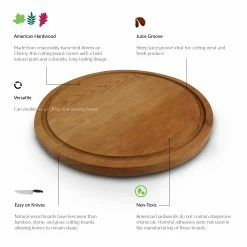 Casual Home Delice Round Cutting Board With Juice Drip Groove - Cherry Wood -Tools Verkaufsladen M00030159005892 376052800