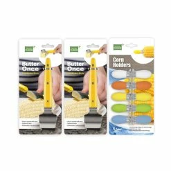 Grand Fusion Housewares Corn Holder 5 Pc Set And ButterOnce 2pk Bundle