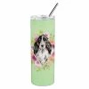 Caroline&apos;s Treasures K4404TBL20 20 Oz Black Parti Cocker Spaniel Green Flowers Double Walled Stainless Steel Skinny Tumbler -Tools Verkaufsladen M00194030062449 3777743963