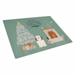 Caroline&apos;s Treasures K7582LCB Lowchen Christmas Everyone Glass Cutting Board - Large