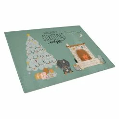 Caroline&apos;s Treasures K7691LCB Dapple Wire Haired Dachshund Christmas Everyone Glass Cutting Board - Large