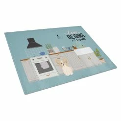 Caroline's Treasures K7781LCB Sable White Papillon Kitchen Scene Glass Cutting Board - Large