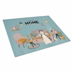 Caroline's Treasures K7870LCB West Siberian Laika Spitz Sweet Home Glass Cutting Board - Large