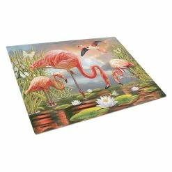 Caroline's Treasures PRS4054LCB Flamingos Glass Cutting Board - Large