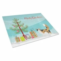 Caroline&apos;s Treasures K4717LCB Skookum Cat Merry Christmas Glass Cutting Board - Large