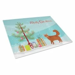 Caroline&apos;s Treasures K4722LCB Somali Cat Merry Christmas Glass Cutting Board - Large