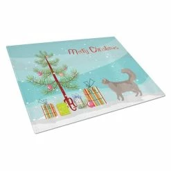 Caroline&apos;s Treasures K4723LCB Somali No.2 Cat Merry Christmas Glass Cutting Board - Large