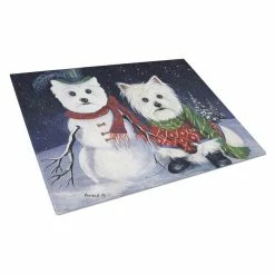 Caroline&apos;s Treasures PPP3286LCB Westie Christmas Self Portrait Glass Cutting Board - Large