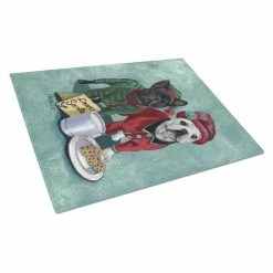 Caroline&apos;s Treasures PPP3097LCB French Bulldog Christmas PJs Glass Cutting Board - Large
