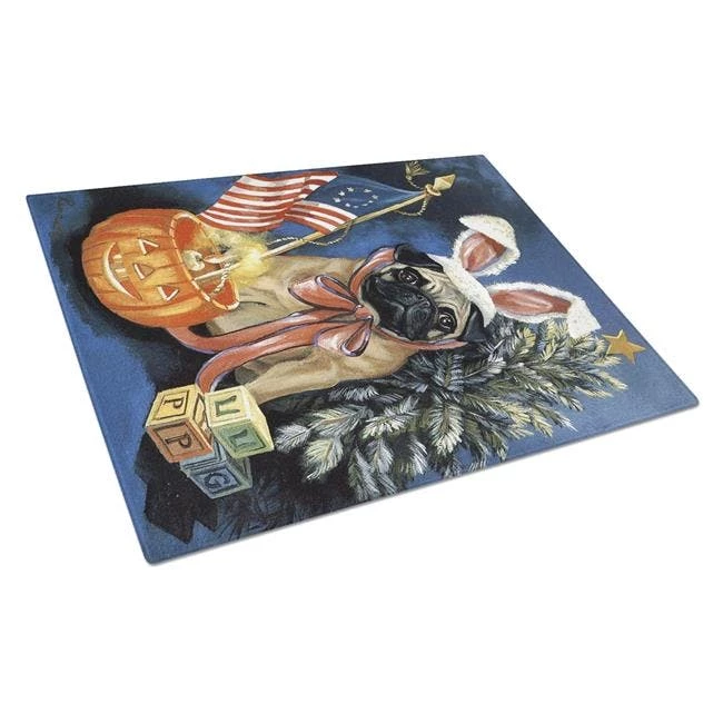 Caroline's Treasures PPP3125LCB Pug For All Seasons Glass Cutting Board - Large 3 Caroline's Treasures PPP3125LCB Pug For All Seasons Glass Cutting Board - Large