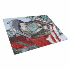 Caroline&apos;s Treasures PPP3189LCB Shih Tzu Christmas Letter To Santa Glass Cutting Board - Large