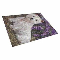Caroline&apos;s Treasures PPP3216LCB Westie Lily & Lilacs Glass Cutting Board - Large