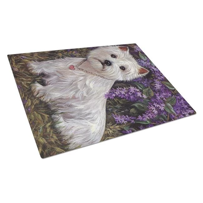 Caroline's Treasures PPP3216LCB Westie Lily & Lilacs Glass Cutting Board - Large 3 Caroline's Treasures PPP3216LCB Westie Lily & Lilacs Glass Cutting Board - Large