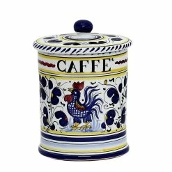 Artistica - Deruta Of Italy Of Italy Orvieto Blue Rooster: Caffe' (Coffee) Container Canister