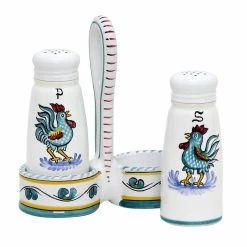 Artistica - Deruta Of Italy Of Italy Orvieto Green Rooster: Salt And Pepper Cruet