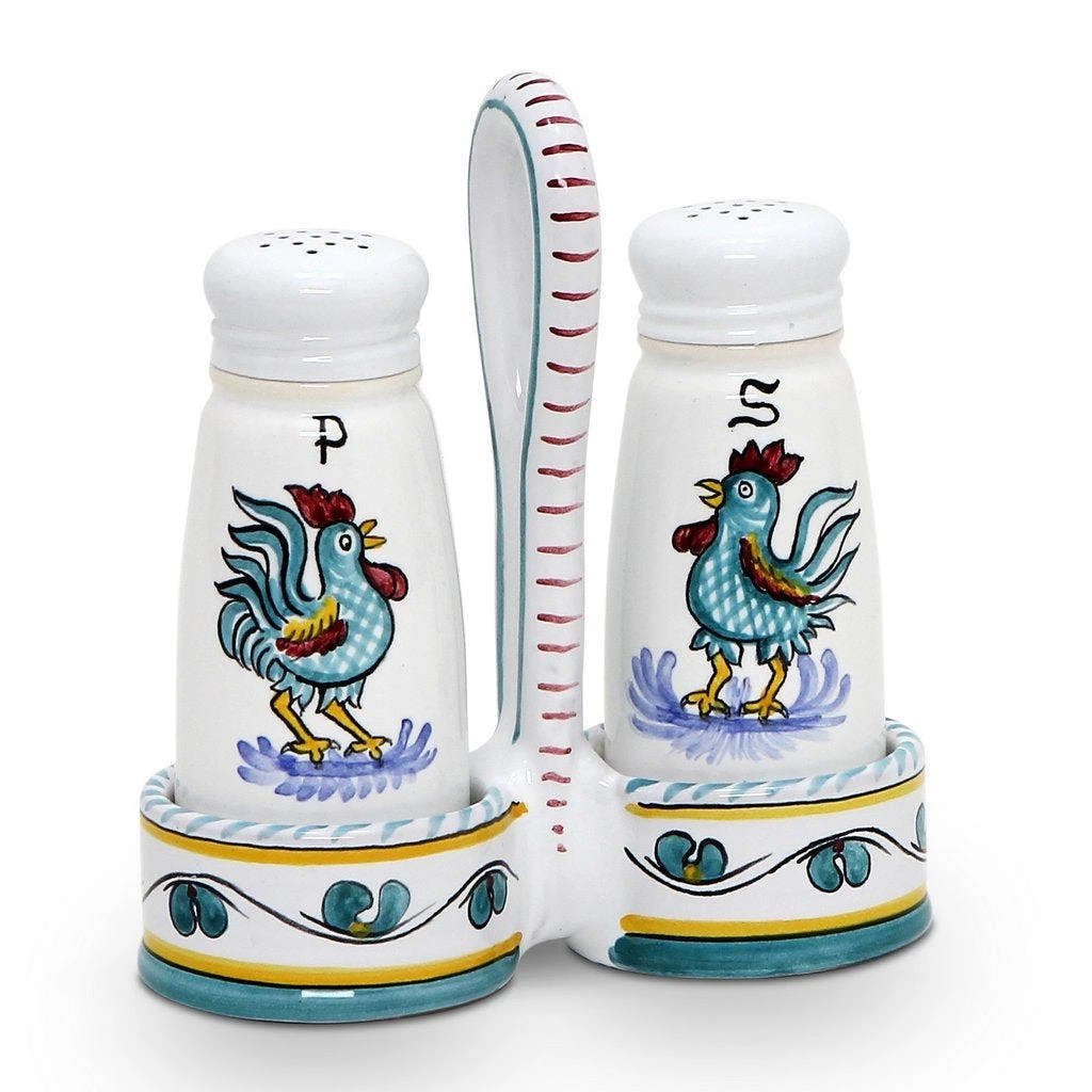 Artistica - Deruta Of Italy Of Italy Orvieto Green Rooster: Salt And Pepper Cruet 4 Artistica - Deruta Of Italy Of Italy Orvieto Green Rooster: Salt And Pepper Cruet – Bild 2