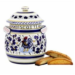 Artistica - Deruta Of Italy Of Italy Orvieto Blue Rooster: Traditional Biscotti Jar -Tools Verkaufsladen M00602288543318 4206555054