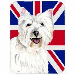 Caroline's Treasures SC9827LCB Westie With English Union Jack British Flag Glass Cutting Board - Large