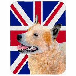 Caroline's Treasures LH9469LCB Australian Cattle Dog With English Union Jack British Flag Glass Cutting Board - Large