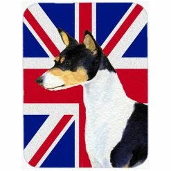 Caroline&apos;s Treasures SS4956LCB Basenji With English Union Jack British Flag Glass Cutting Board - Large