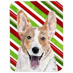 Caroline's Treasures SC9792LCB Cardigan Corgi Candy Cane Christmas Glass Cutting Board - Large