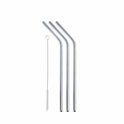 Grand Fusion Housewares Stainless Steel Drinking Straw 3 Pk Set With Bristle Cleaning Brush, Reusable, Eco-Friendly -Tools Verkaufsladen M00638037916621 915340596
