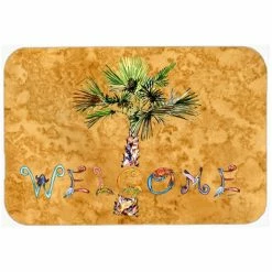 Caroline's Treasures 8709LCB Welcome Palm Tree On Gold Glass Cutting Board& Large