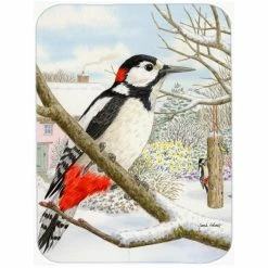 Caroline's Treasures ASA2113LCB Spotted Woodpecker Glass Cutting Board - Large