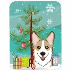 Caroline's Treasures BB1625LCB Christmas Tree And Sable Corgi Glass Cutting Board - Large