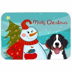 Caroline's Treasures BB1857LCB Snowman With Bernese Mountain Dog Glass Cutting Board - Large