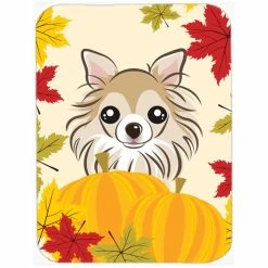 Caroline's Treasures BB2057LCB Chihuahua Thanksgiving Glass Cutting Board - Large