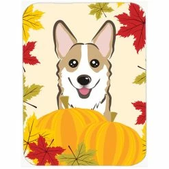 Caroline's Treasures BB2059LCB Sable Corgi Thanksgiving Glass Cutting Board - Large