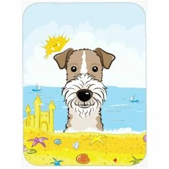 Caroline's Treasures BB2115LCB Wire Haired Fox Terrier Summer Beach Glass Cutting Board - Large