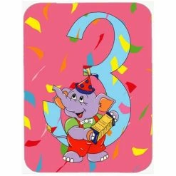 Caroline's Treasures APH2160LCB Happy 3rd Birthday Age 3 Glass Cutting Board - Large