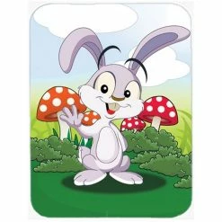 Caroline&apos;s Treasures Bunny Rabbit In Mushrooms Glass Cutting Board