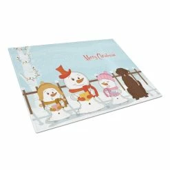 Caroline&apos;s Treasures BB2387LCB Merry Christmas Carolers Chocolate Labrador Glass Cutting Board - Large