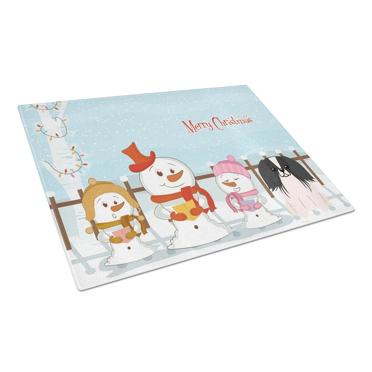 Caroline's Treasures BB2436LCB Merry Christmas Carolers Pekingnese Black & White Glass Cutting Board - Large 3 Caroline's Treasures BB2436LCB Merry Christmas Carolers Pekingnese Black & White Glass Cutting Board - Large