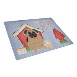 Caroline&apos;s Treasures BB2759LCB Dog House Collection Pug Brown Glass Cutting Board - Large