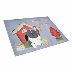 Caroline&apos;s Treasures BB2766LCB Dog House Collection French Bulldog Black & White Glass Cutting Board - Large
