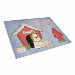 Caroline&apos;s Treasures BB2841LCB Dog House Collection Shih Tzu Red & White Glass Cutting Board - Large