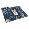 Caroline's Treasures BB5105LCB Blue Flowers Red Corgi Glass Cutting Board - Large 2 Caroline's Treasures BB5105LCB Blue Flowers Red Corgi Glass Cutting Board - Large -Tools Verkaufsladen M00638508610874 3910753714