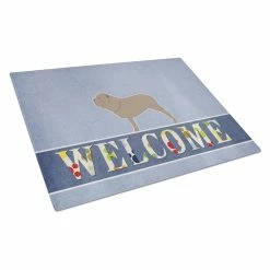 Caroline&apos;s Treasures BB5569LCB Neapolitan Mastiff Welcome Glass Cutting Board - Large