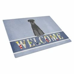 Caroline&apos;s Treasures BB5613LCB Standard Schnauzer Black Welcome Glass Cutting Board - Large