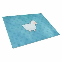 Caroline&apos;s Treasures BB7390LCB Polkadot Sheep Lamb Watercolor Glass Cutting Board - Large