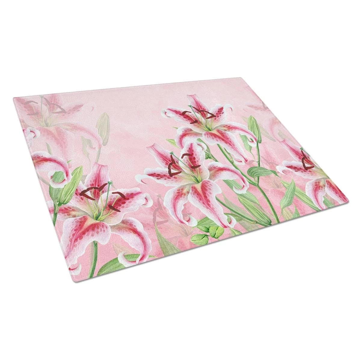 Caroline's Treasures BB7446LCB Pink Lillies Glass Cutting Board - Large 3 Caroline's Treasures BB7446LCB Pink Lillies Glass Cutting Board - Large