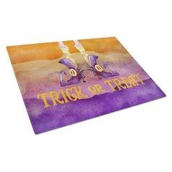 Caroline&apos;s Treasures BB7460LCB Halloween Trick Witches Feet Glass Cutting Board - Large
