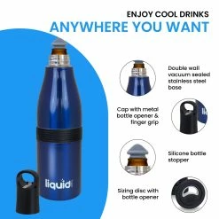 Grand Fusion Housewares Icy Bev Kooler V 2.0 - 3 In 1 Bottle Insulator, Can Insulator, And Water Bottle