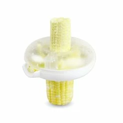 Grand Fusion Housewares Corn Peeler With Circular Stainless Steel Blade Strips Corn Cob Cleanly - Plastic Container With Pouring Spout Catches Kernel