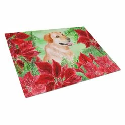 Caroline&apos;s Treasures K1361LCB Labrador Retriever Poinsettas Glass Cutting Board - Large