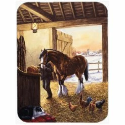Caroline's Treasures Ydesdale In The Stable Glass Large Cutting Board